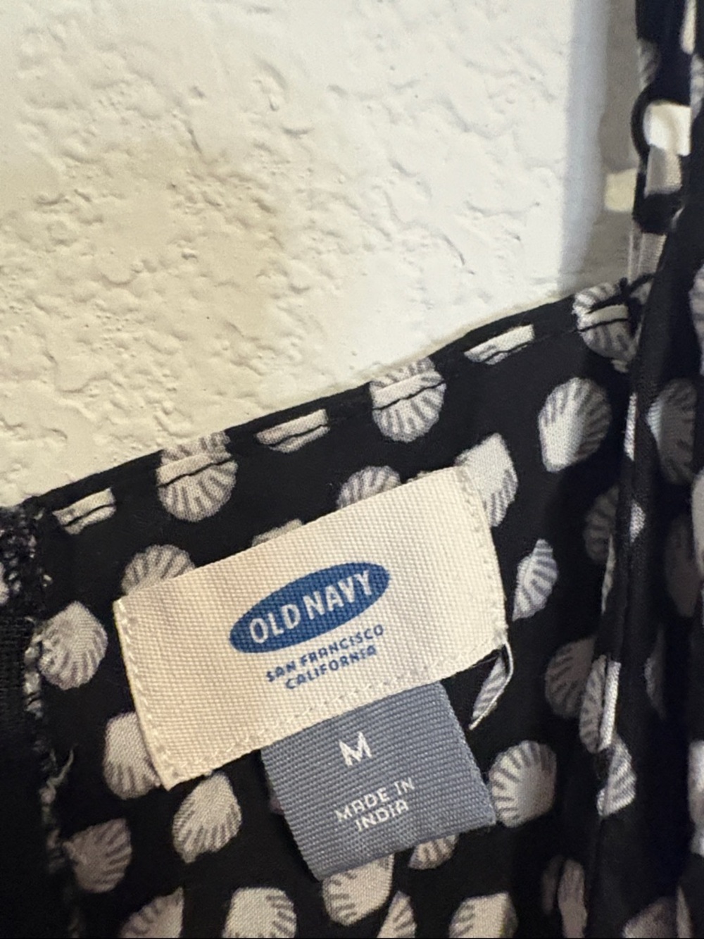 Old Navy Black SunDress with White Dot Shells Medium - Picture 2 of 7